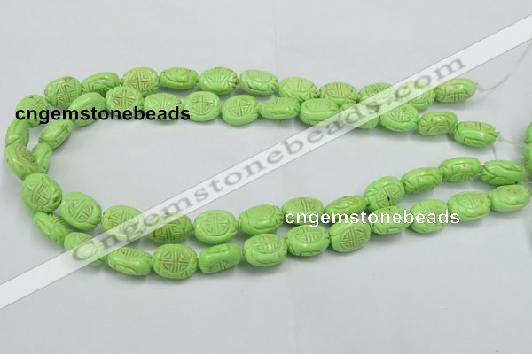 CTU895 15.5 inches 12*15mm carved oval dyed turquoise beads