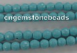 CTU910 15.5 inches 4mm faceted round synthetic turquoise beads