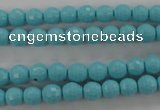 CTU910 15.5 inches 4mm faceted round synthetic turquoise beads