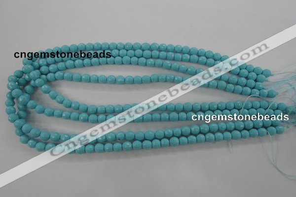 CTU911 15.5 inches 6mm faceted round synthetic turquoise beads