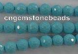 CTU912 15.5 inches 8mm faceted round synthetic turquoise beads