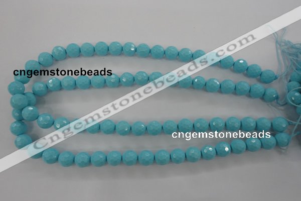 CTU913 15.5 inches 10mm faceted round synthetic turquoise beads