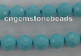 CTU914 15.5 inches 12mm faceted round synthetic turquoise beads