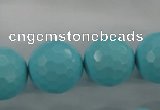 CTU915 15.5 inches 14mm faceted round synthetic turquoise beads