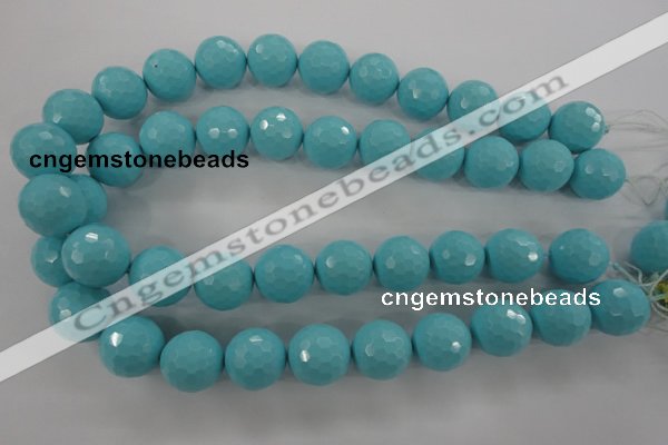 CTU915 15.5 inches 14mm faceted round synthetic turquoise beads