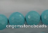 CTU916 15.5 inches 16mm faceted round synthetic turquoise beads