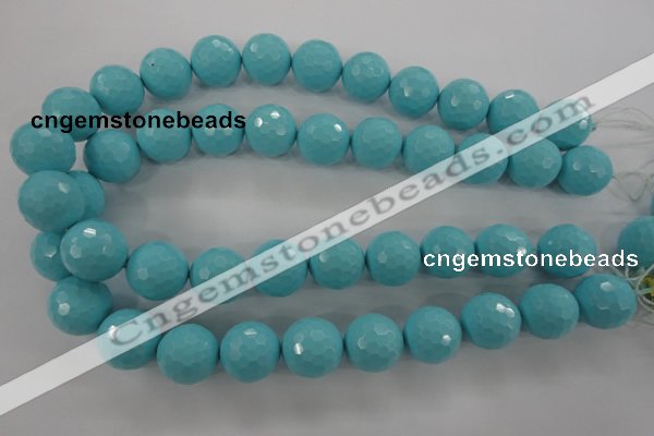 CTU916 15.5 inches 16mm faceted round synthetic turquoise beads