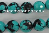 CTU935 15.5 inches 14mm faceted round synthetic turquoise beads