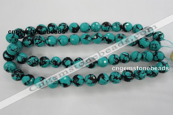 CTU935 15.5 inches 14mm faceted round synthetic turquoise beads