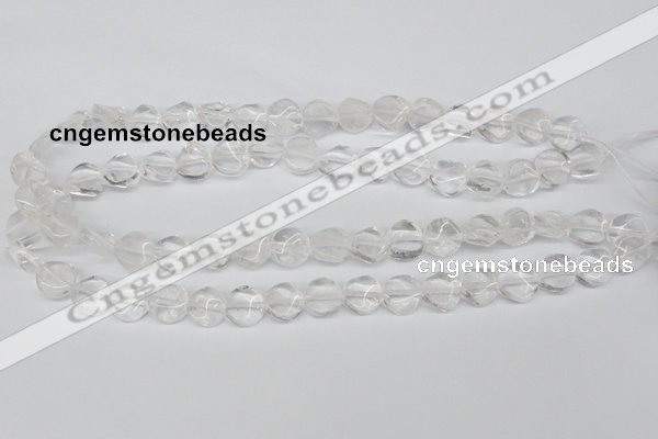 CTW01 15.5 inches 12mm twisted coin white crystal beads wholesale