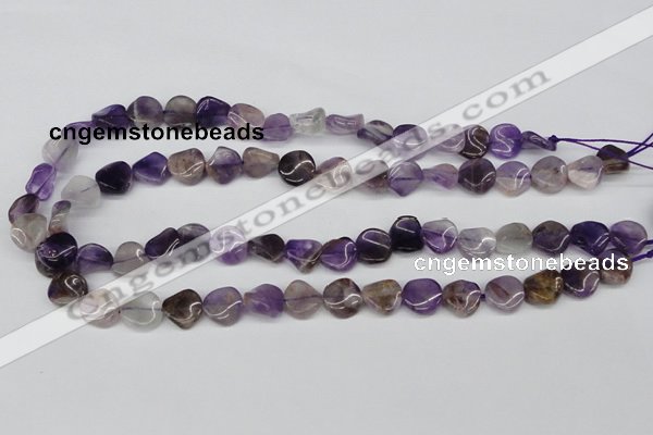 CTW02 15.5 inches 12mm twisted coin amethyst beads wholesale