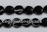 CTW03 15.5 inches 12mm twisted coin black agate beads wholesale