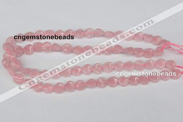 CTW04 15.5 inches 12mm twisted coin rose quartz beads wholesale