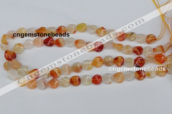 CTW05 15.5 inches 12mm twisted coin agate gemstone beads wholesale