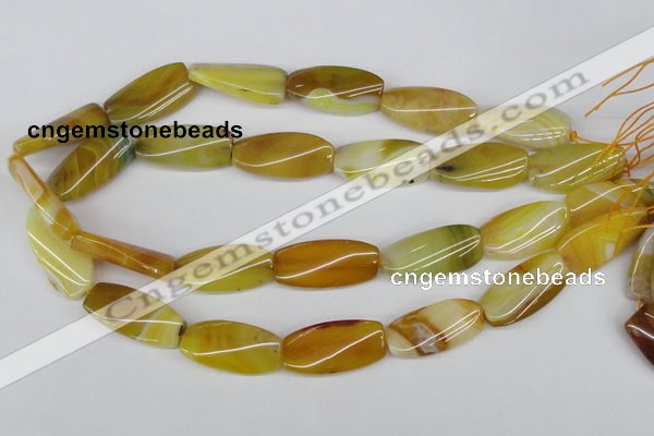 CTW101 15.5 inches 15*30mm twisted rectangle agate beads wholesale