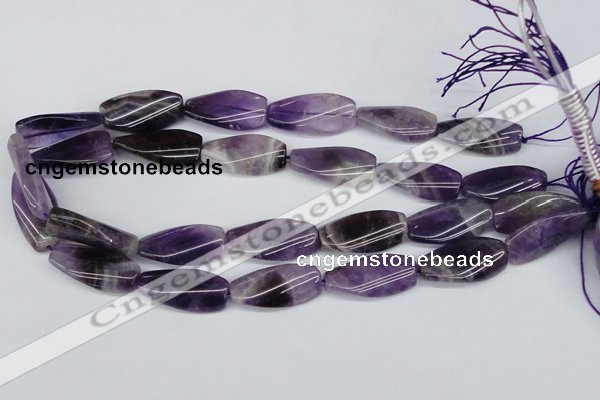 CTW102  15.5 inches 15*30mm twisted rectangle amethyst beads