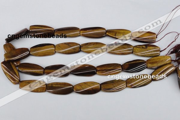 CTW103 15.5 inches 15*30mm twisted rectangle tiger eye beads