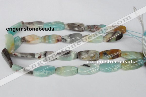 CTW104 15.5 inches 15*30mm twisted rectangle amazonite beads