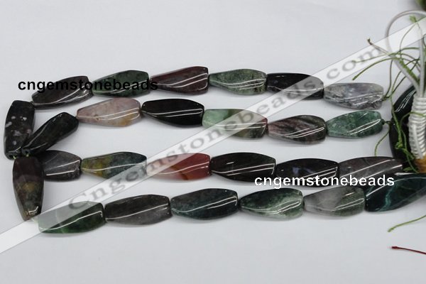 CTW105  15.5 inches 15*30mm twisted rectangle moss agate beads