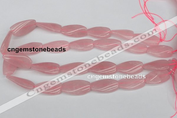 CTW106 15.5 inches 15*30mm twisted rectangle rose quartz beads