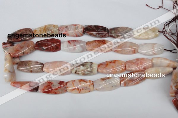 CTW107 15.5 inches 15*30mm twisted rectangle agate beads wholesale