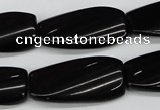 CTW108 15.5 inches 15*30mm twisted rectangle black agate beads