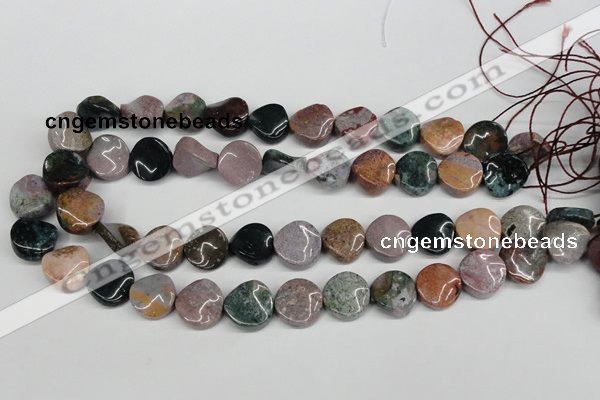 CTW11 15.5 inches 16mm twisted coin Indian agate beads wholesale