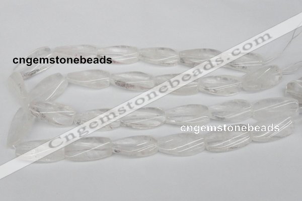 CTW110 15.5 inches 15*30mm twisted rectangle white crystal beads