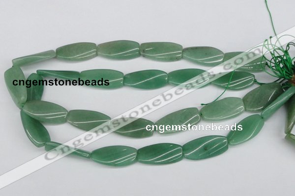 CTW111 15.5 inches 15*30mm twisted rectangle green aventurine beads