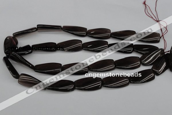 CTW114 15.5 inches 15*30mm twisted rectangle smoky quartz beads