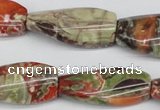 CTW119 15.5 inches 15*30mm twisted rectangle rainforest agate beads