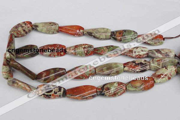 CTW119 15.5 inches 15*30mm twisted rectangle rainforest agate beads