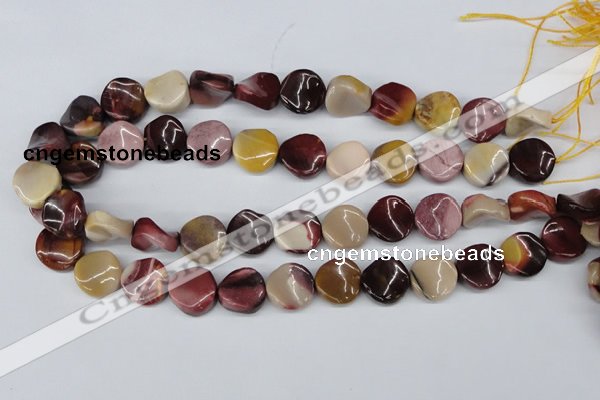 CTW12 15.5 inches 16mm twisted coin mookaite gemstone beads