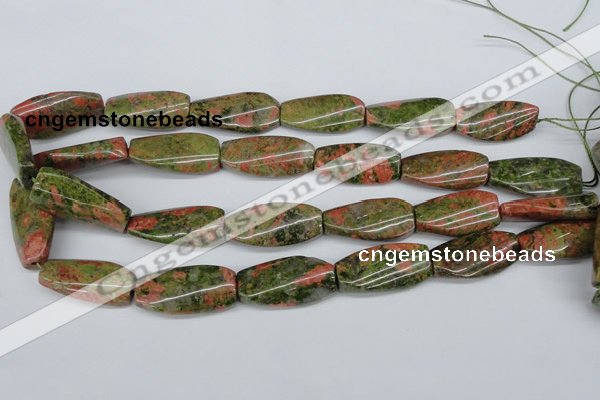 CTW120 15.5 inches 15*30mm twisted rectangle unakite gemstone beads