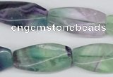 CTW121 15.5 inches 15*30mm twisted rectangle fluorite gemstone beads