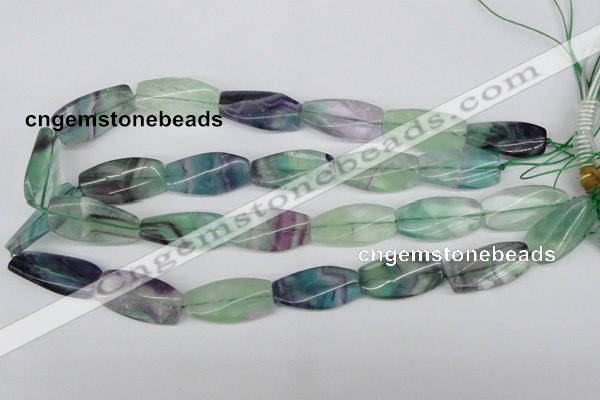 CTW121 15.5 inches 15*30mm twisted rectangle fluorite gemstone beads