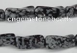 CTW122 15.5 inches 10*20mm twisted trihedron snowflake obsidian beads