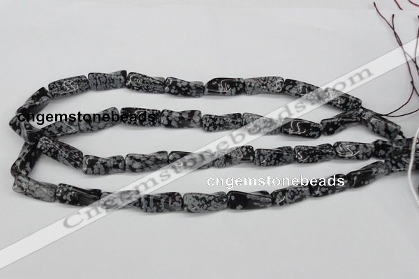 CTW122 15.5 inches 10*20mm twisted trihedron snowflake obsidian beads