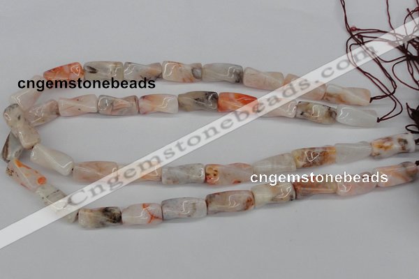 CTW124 15.5 inches 9*20mm twisted trihedron agate gemstone beads