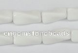 CTW127 15.5 inches 9*20mm twisted trihedron white agate beads