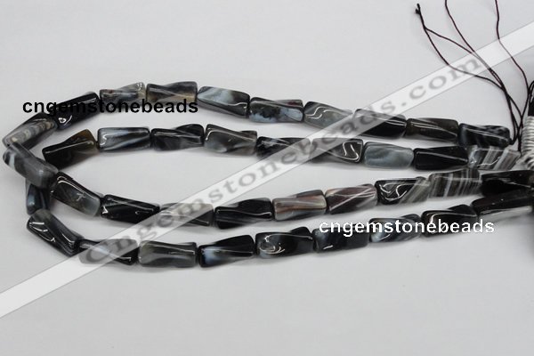 CTW128 15.5 inches 9*20mm twisted trihedron madagascar agate beads