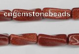 CTW132 15.5 inches 10*20mm twisted trihedron goldstone beads