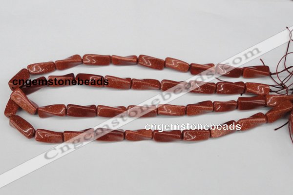 CTW132 15.5 inches 10*20mm twisted trihedron goldstone beads