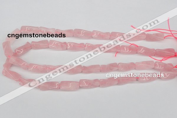 CTW133 15.5 inches 9*20mm twisted trihedron rose quartz beads