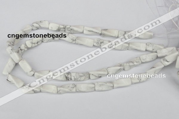 CTW134 15.5 inches 9*20mm twisted trihedron white howlite beads