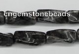 CTW135 15.5 inches 9*20mm twisted trihedron black labradorite beads