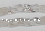 CTW137 15.5 inches 9*20mm twisted trihedron white crystal beads