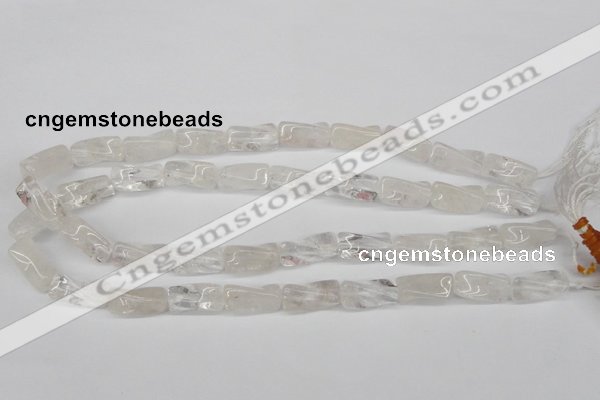 CTW137 15.5 inches 9*20mm twisted trihedron white crystal beads