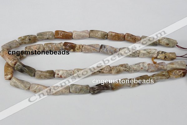 CTW139 15.5 inches 9*20mm twisted trihedron jasper gemstone beads