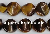 CTW14 15.5 inches 16mm twisted coin yellow tiger eye beads wholesale